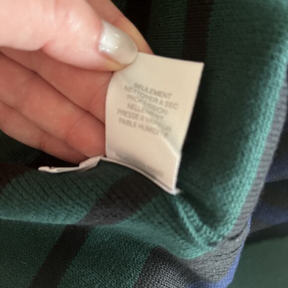 Susan Bristol Vtg Tunic Cardigan Sweater Blue Green Black Stripe Pockets Size XL - Picture 9 of 11